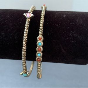 Pair of Graziano Singed Bangle Bracelets with Faux Gems Vintage